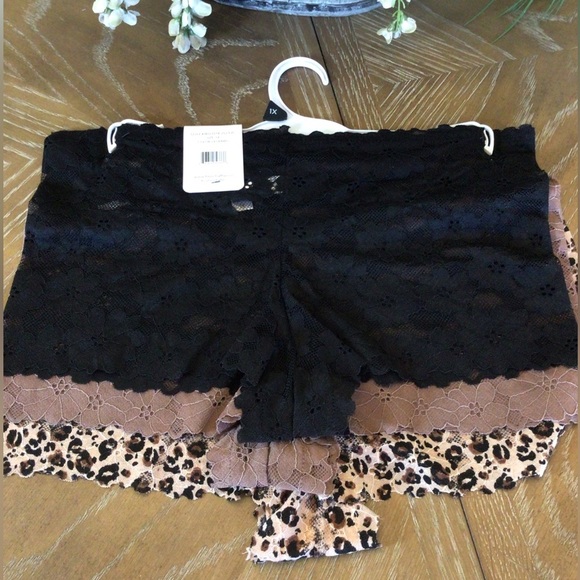 French Affair Boyshort Panties 3 Pack Size 1X Lace Leopard Print & Solid - Picture 4 of 5